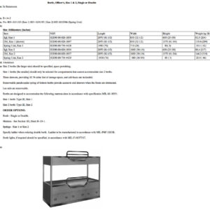 B-1A-2 Berth, Officer's, Size 1 & 2, Single or Double