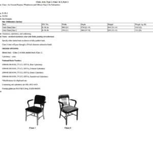B-3B-2 Chair, Arm, Type 1, Class 1 & 2, Style A