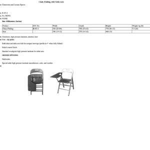 B-3C-2 Chair, Folding, with Table Arm