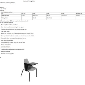 B-3G-1 Chair with Writing Tablet