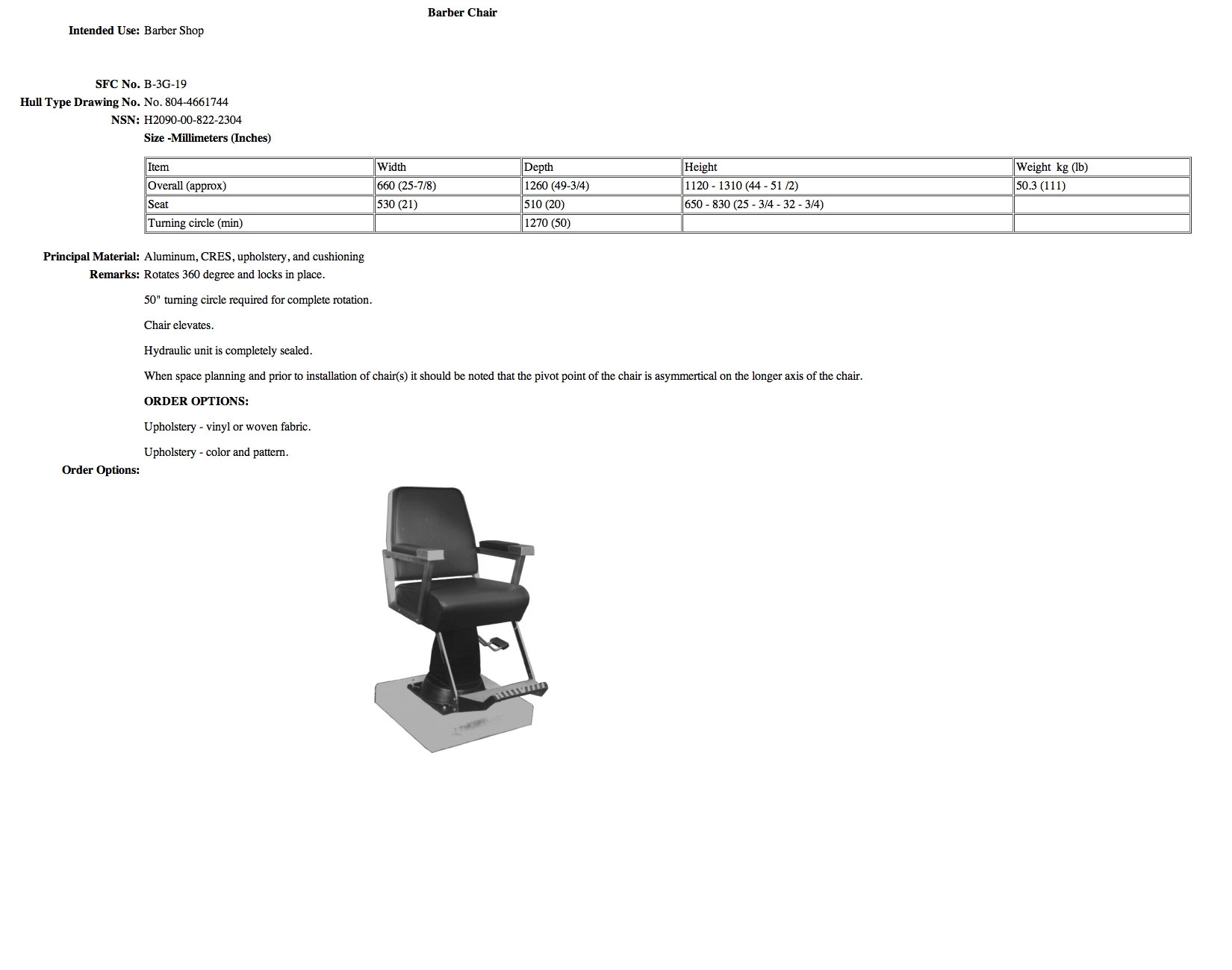B-3G-19 Barber Chair