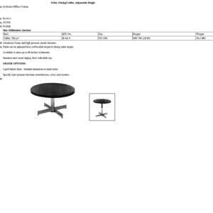 B-4A-4 Table, Dining/Coffee, Adjustable Height