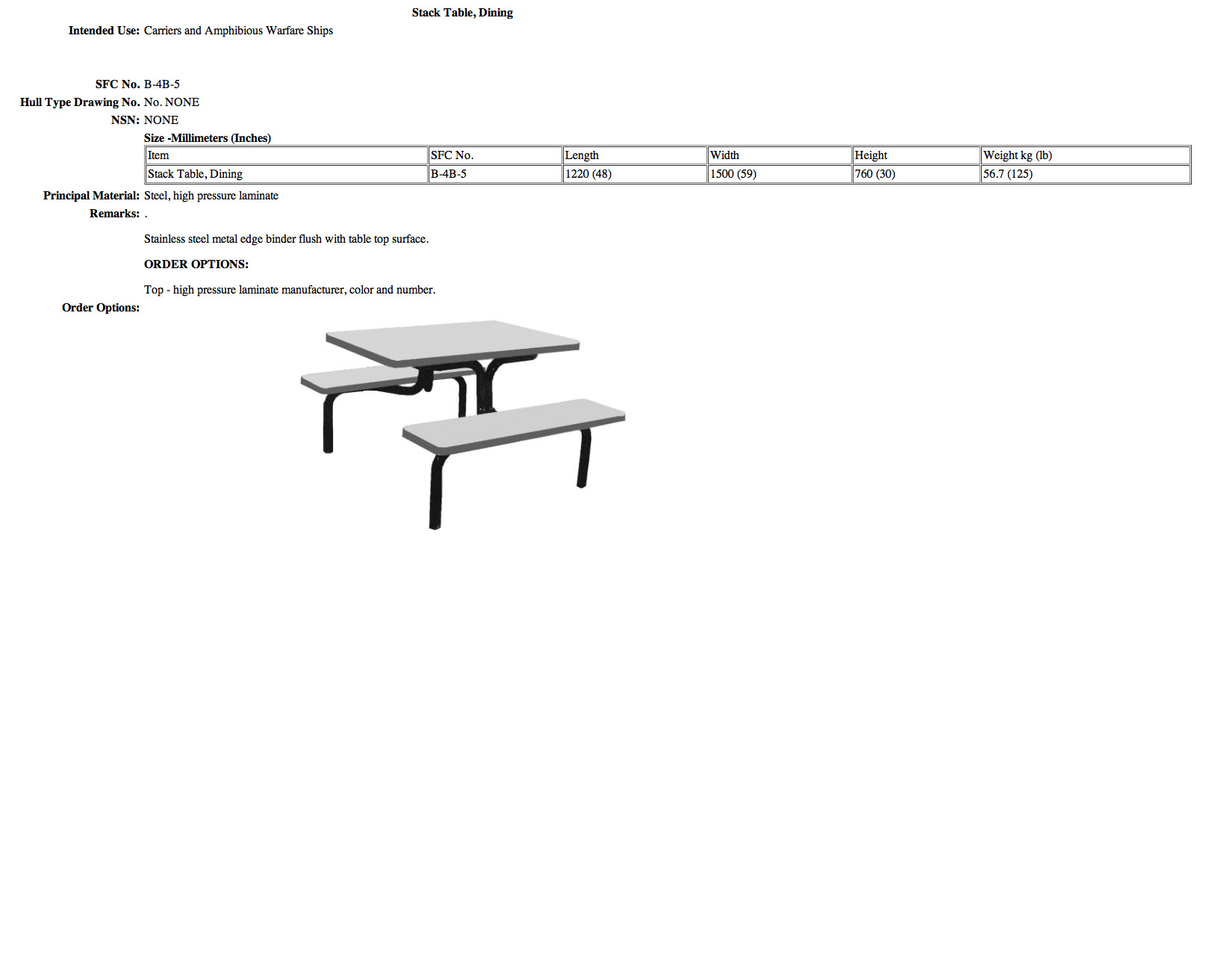 B-4B-5 Stack Table, Dining