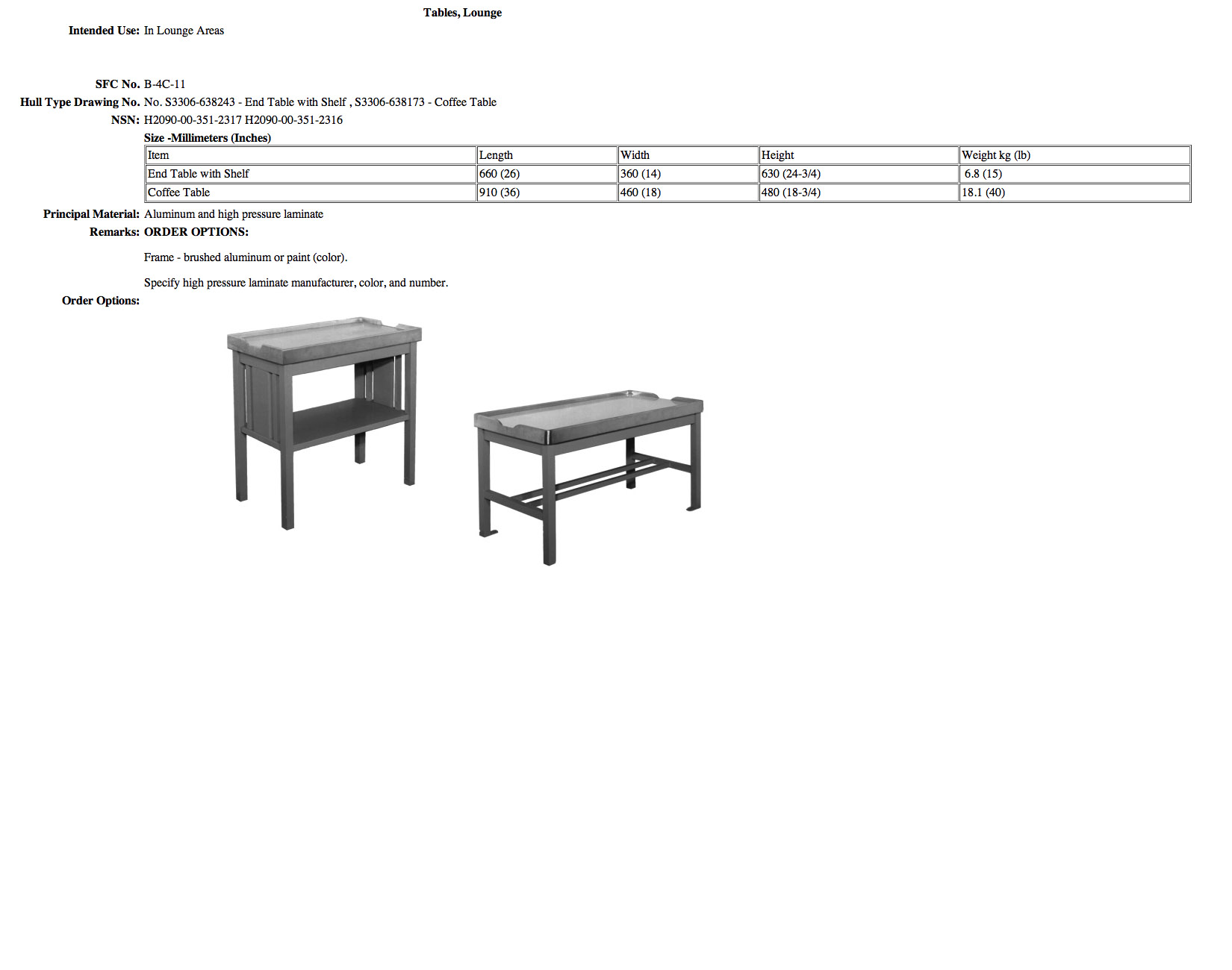B-4C-11 Tables, Lounge