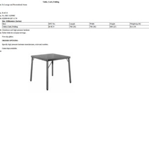 B-4C-9 Table, Card, Folding