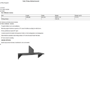 B-4D-5 Table, Writing, Bulkhead-Mounted