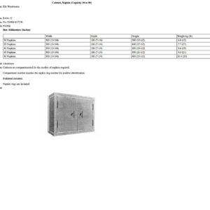 B-6A-12 Cabinet, Napkin (Capacity 30 to 50)