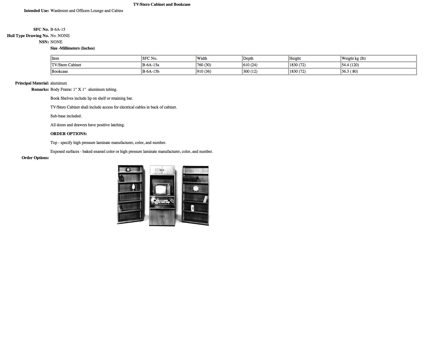 B-6A-15 TV/Stereo Cabinet and Bookcase